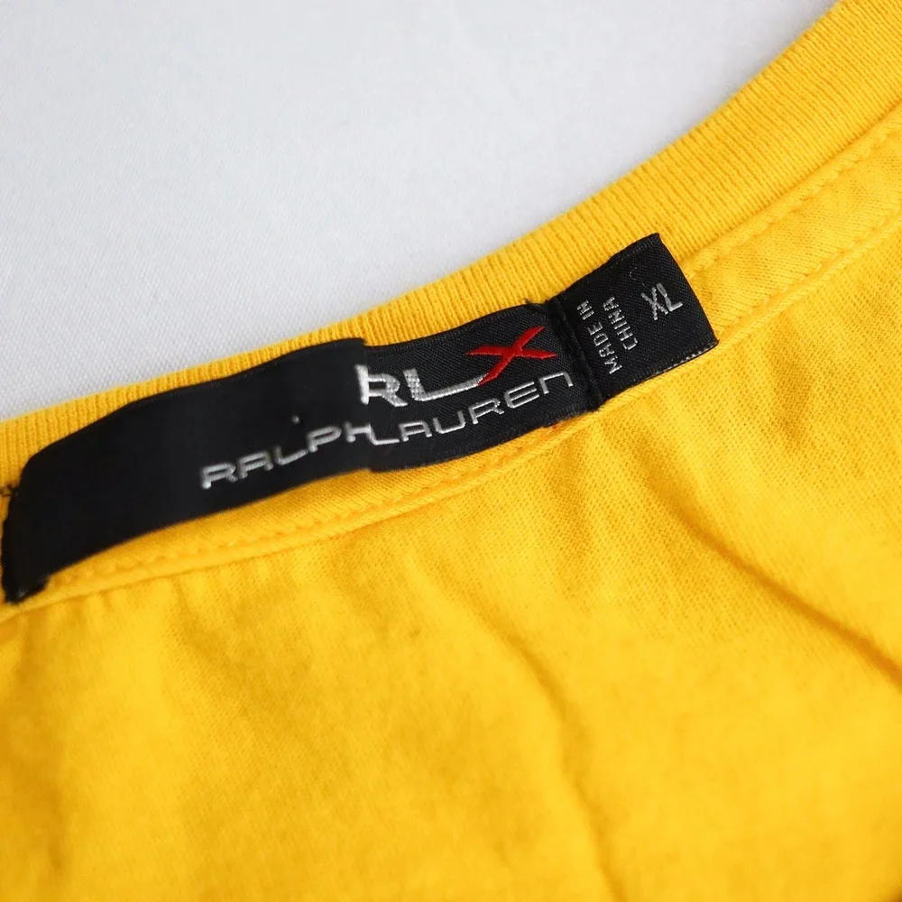 RLX Ralph Lauren T-Shirt Mens XL Yellow Short Sleeve Cotton Logo‎ Graphic Tee